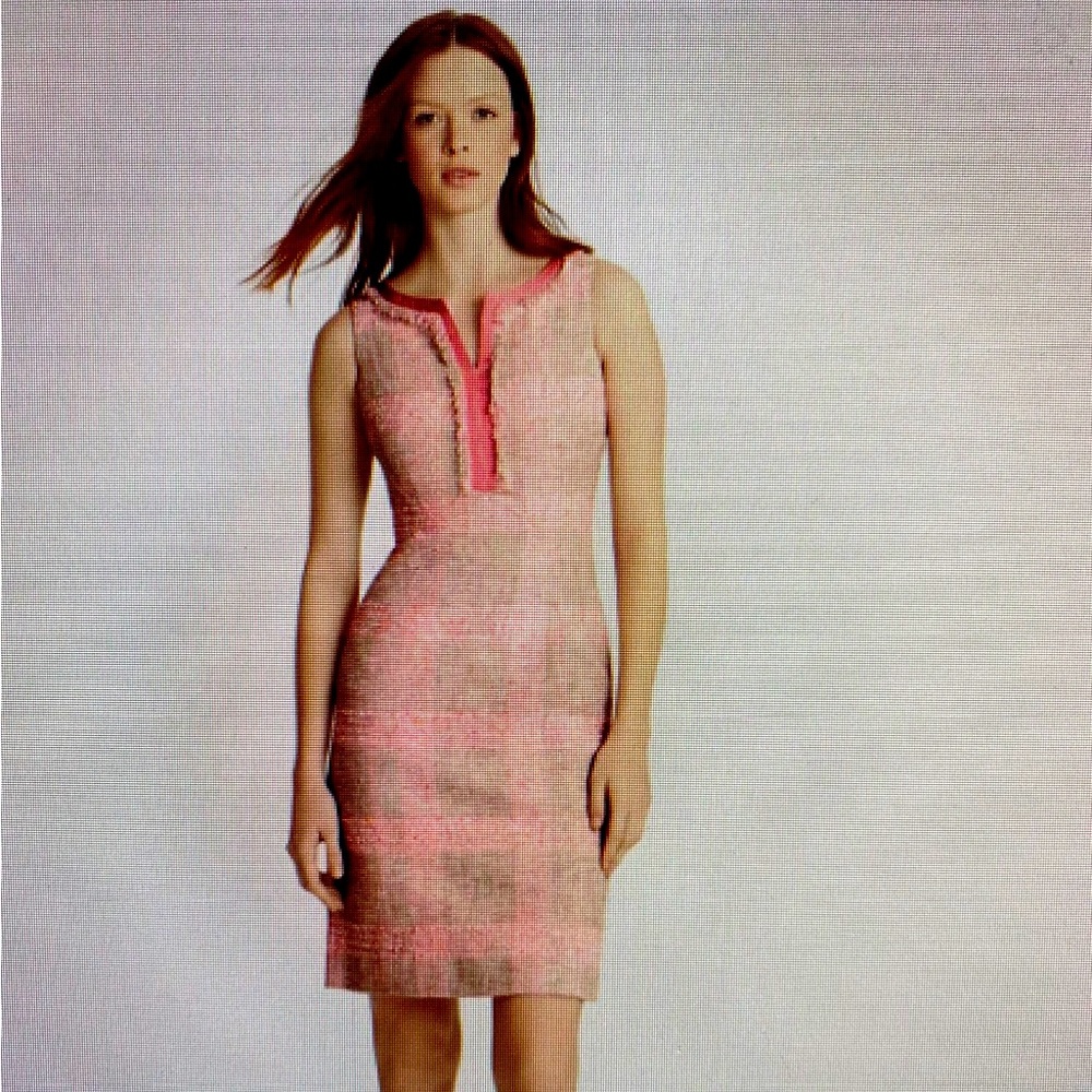 NWOT Brooks Brothers Checked Boucle Sheath Dress. Pink Multi. Size 16.